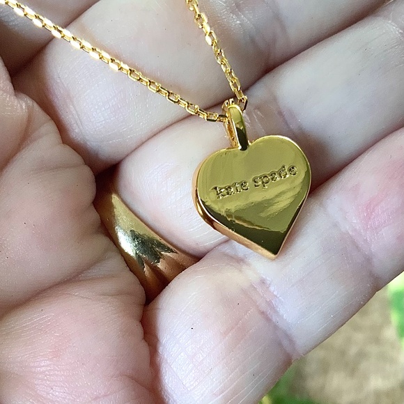 Kate Spade Necklace TAKE HEART 🩷Charming TIFFANY BLUE CZ/ENAMEL GOLD CHAIN - Picture 6 of 11